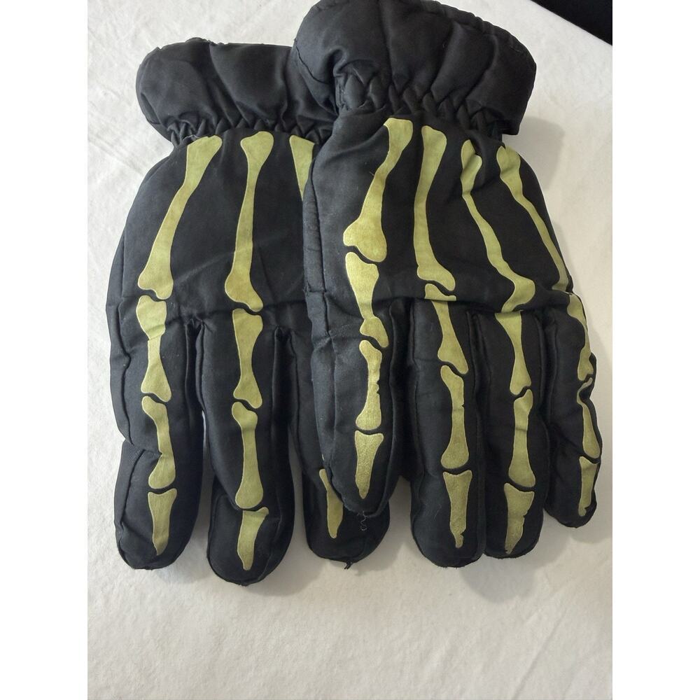 3M Thinsulate Insulated Skeleton Snow Ski Gloves Size XL Kids Glow-In-The-Dark